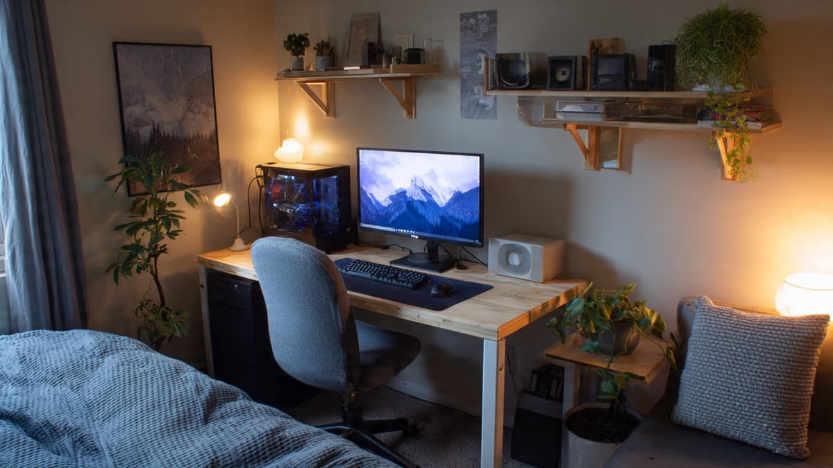 Compact desk scaled properly for bedroom
