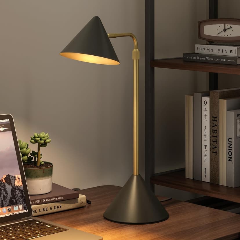 Desk Lamp in Green with adjustable dimmer.