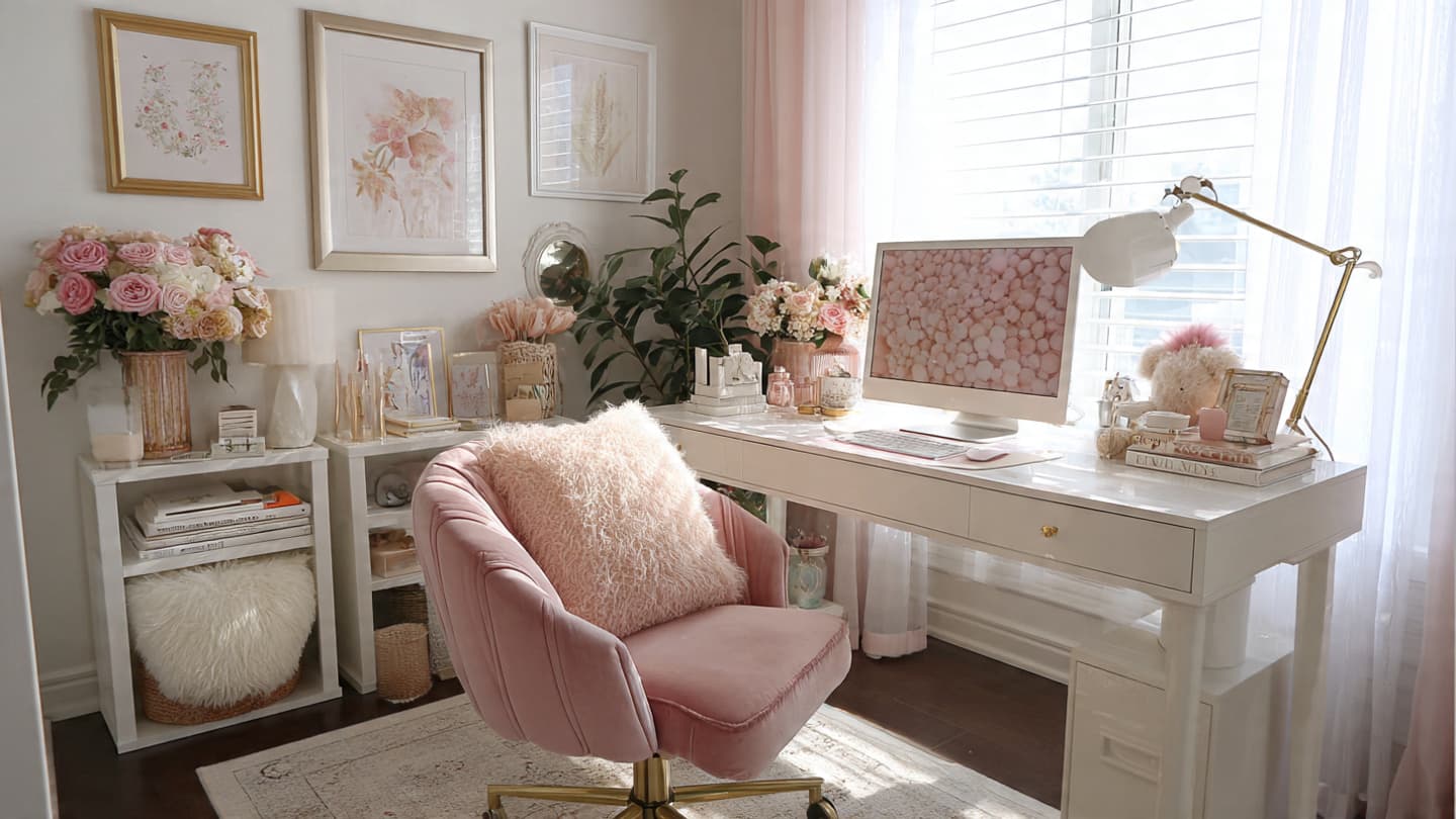 Soft Pink & Pastel Desk Setup 1