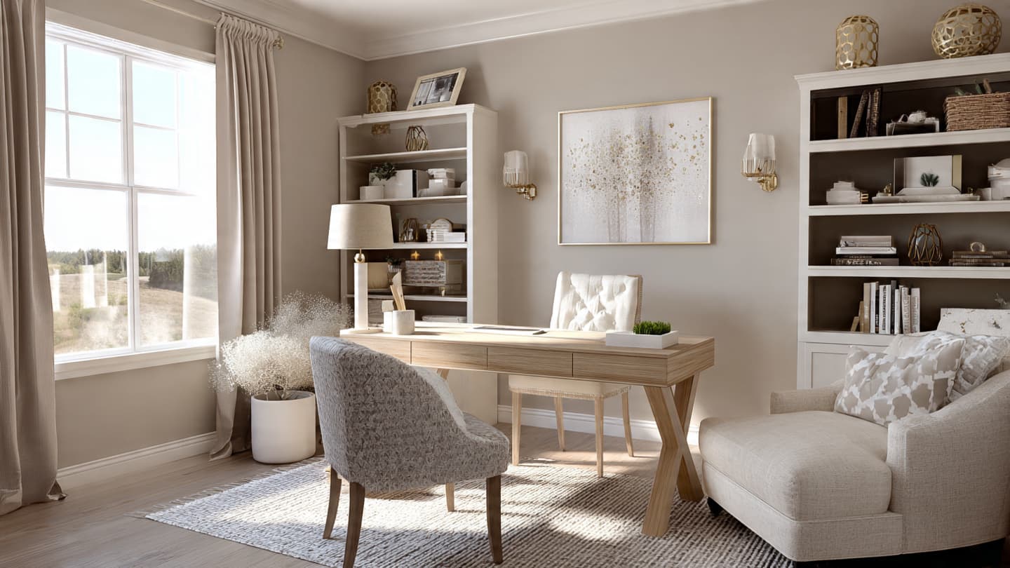 Beige & Neutral Desk Setup 3