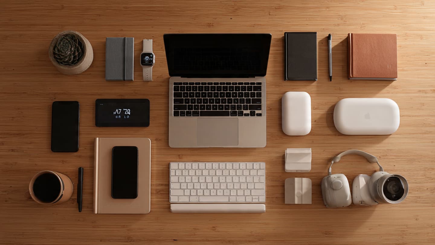 Minimalist desk setup with only essential items