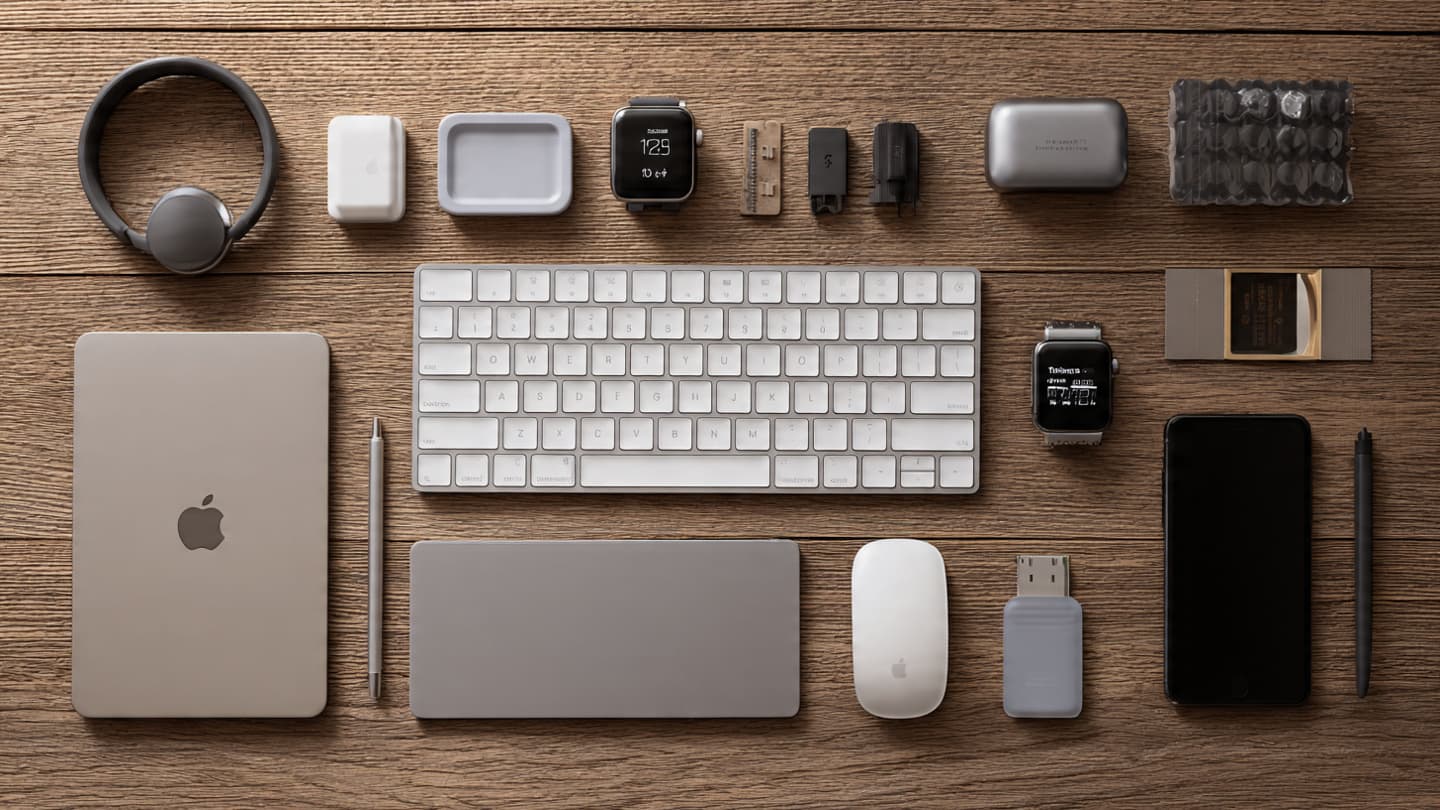 Minimal modern tech desk with only essential tools