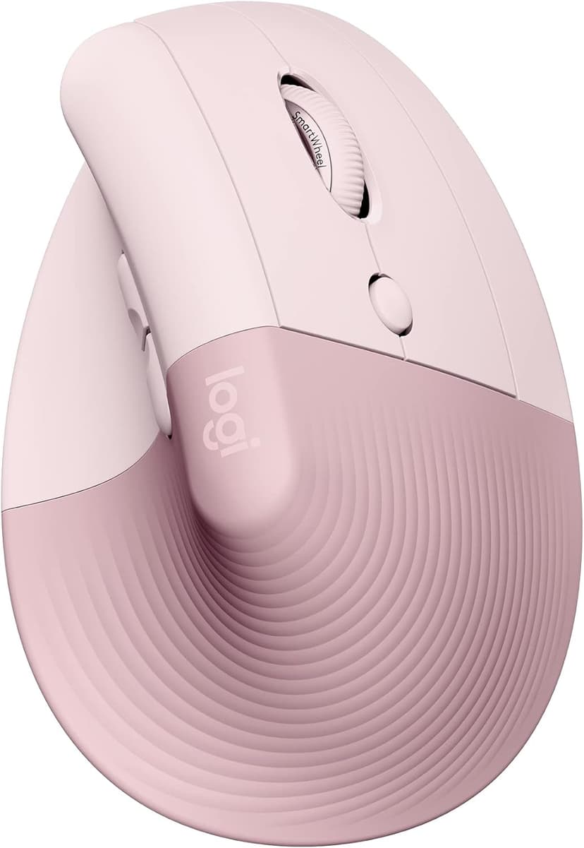 Slim wireless mouse in light pink.